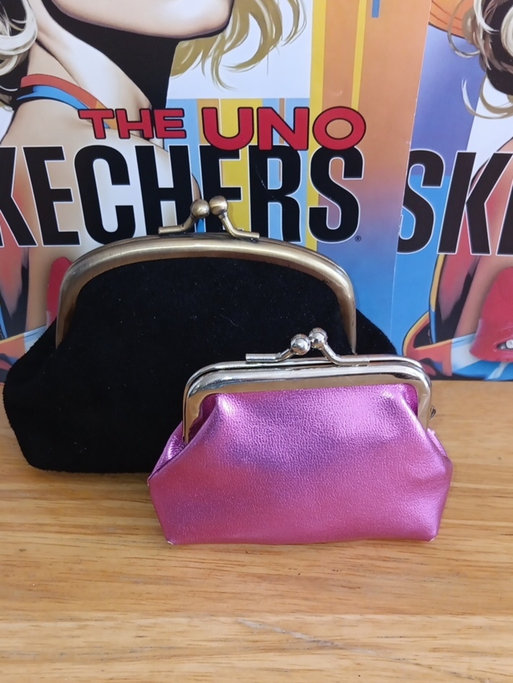 Black and Pink Kiss-Lock Coin Pouches